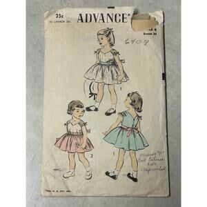Vintage 1950's Advance Pattern #6409 Girls Full Skirted Dress Size 6 HTF